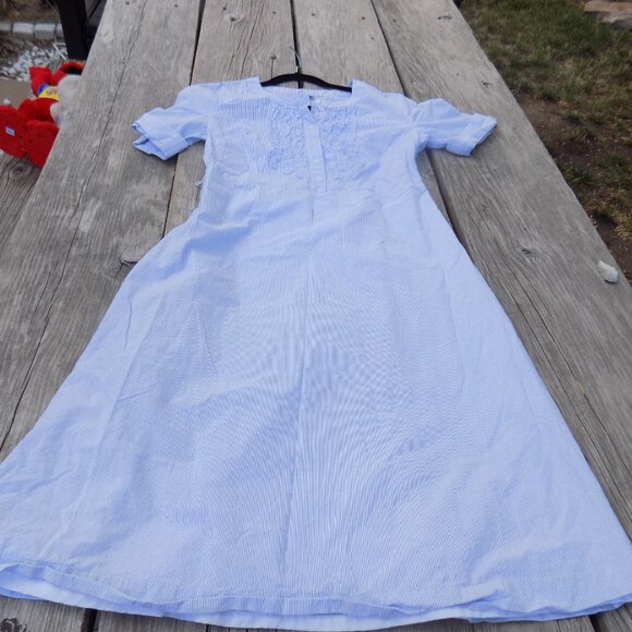 MERON AGE BLUE WHITE STRIPPED DRESS Sz 6 - Picture 4 of 15